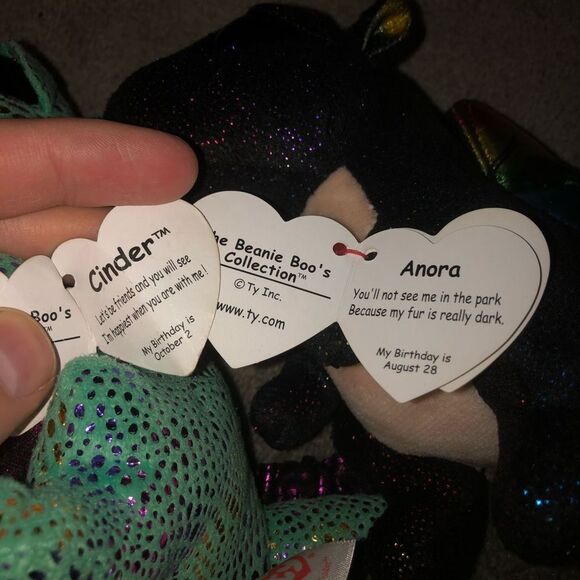 TY BEANIE BOOS ANORA & CINDER THE DRAGON NEW WITH TAGS 6 INCH (2) GREEN BLACK - Picture 6 of 7